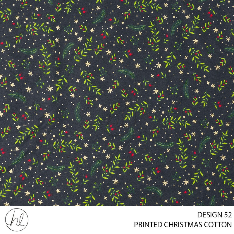 PRINTED CHRISTMAS COTTON DESIGN 124 51 NAVY 145CM PER M