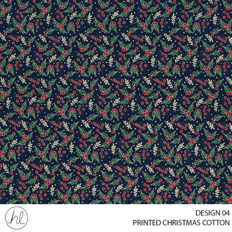 PRINTED CHRISTMAS COTTON DESIGN 166 51 NAVY 145CM PER M