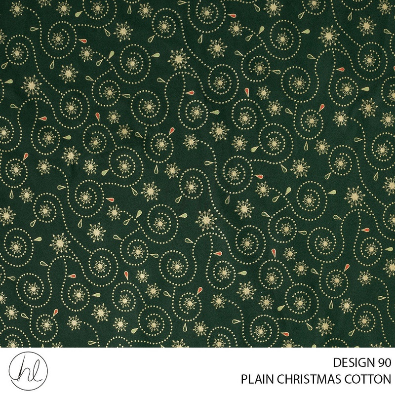 PRINTED CHRISTMAS COTTON DESIGN 88 51 BOTTLE GREEN 145CM PER M
