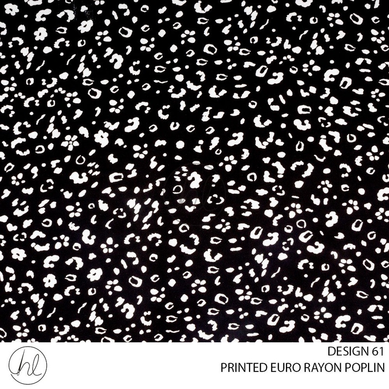 PRINTED EURO RAYON POPLIN  PER M  BLACK DESIGN 61 150CM WIDE