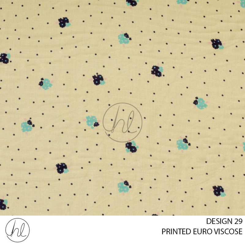 PRINTED EURO VISCOSE  80 PER M YELLOW DESIGN 29 150CM WIDE