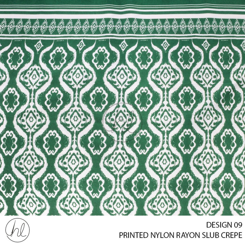 PRINTED NYLON RAYON SLUB CREPE 56 GREEN 150CM PER M