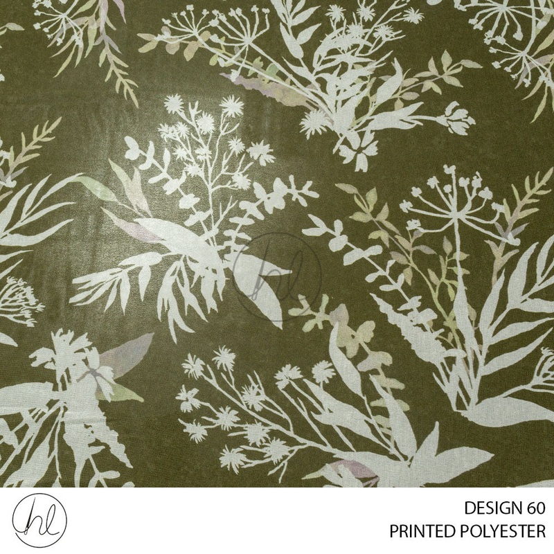 PRINTED POLYESTER SIROPE PER M OLIVE DESIGN 60 150CM WIDE