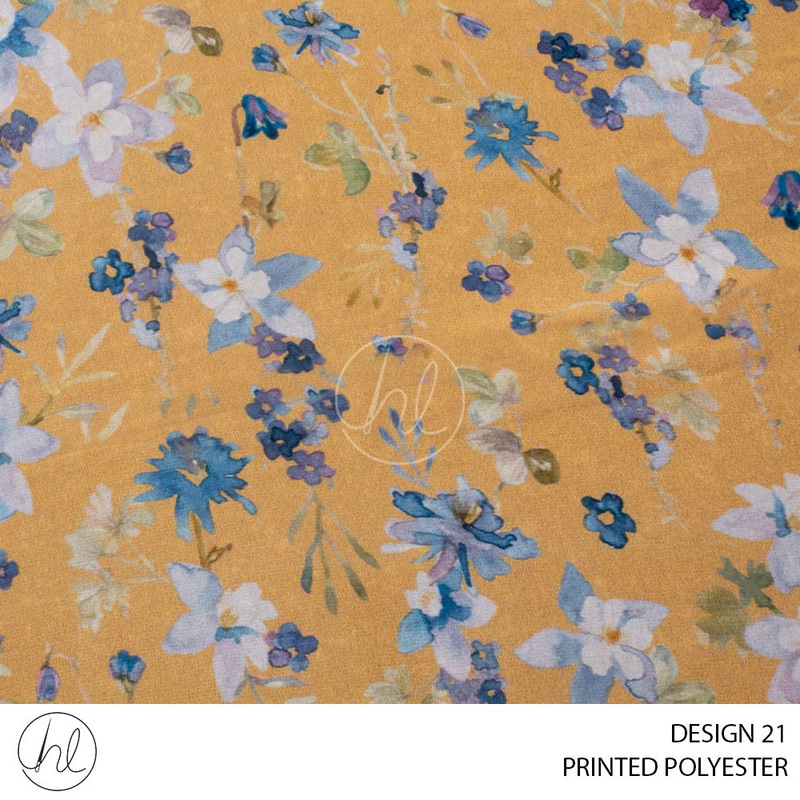 PRINTED POLYESTER SIROPE PER M ORANGE DESIGN 21 150CM WIDE