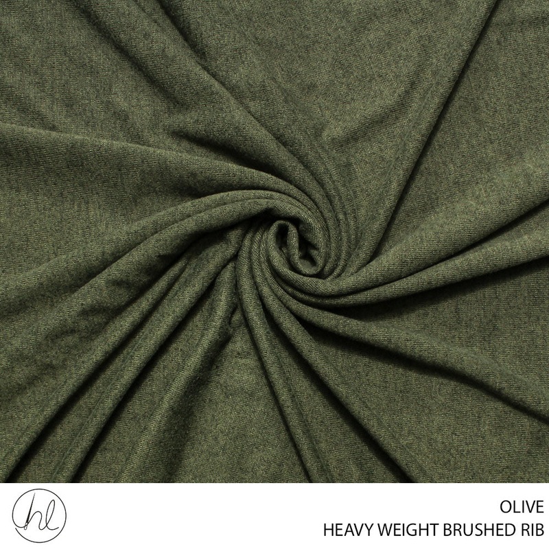 RIB BRUSHED HEAVY WEIGHT FABRIC 150CM OLIVE ROLL ROLL 001
