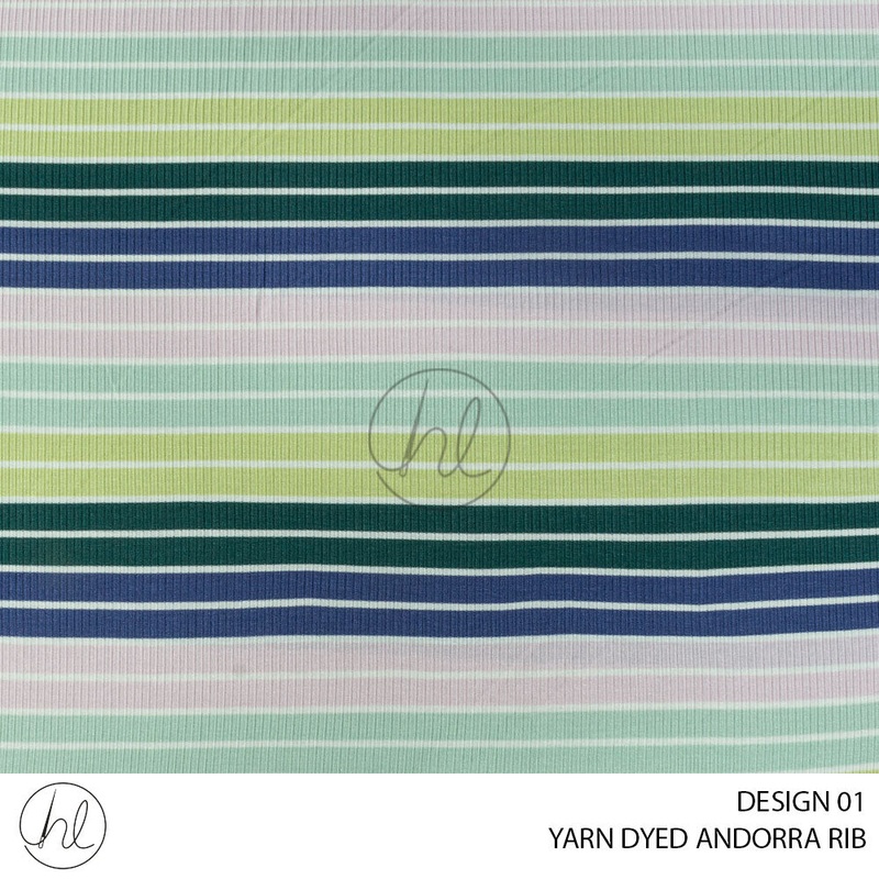 YARN DYED ANDORRA RIB 51 GREEN 150CM PER M