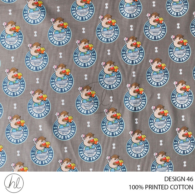 100% PRINTED COTTON 3408 GREY 110CM PER M