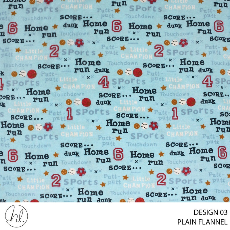 FLANNEL PRINTED FABRIC 150CM PALE BLUE ROLL ROLL 002