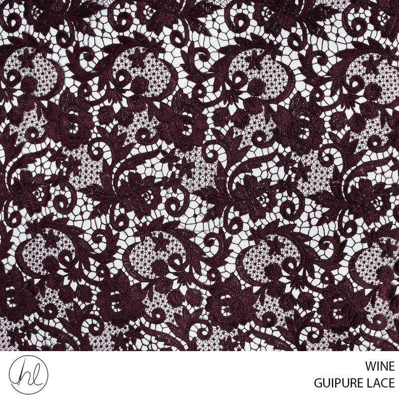 GUIPURE LACE 55 WINE 130CM PER M