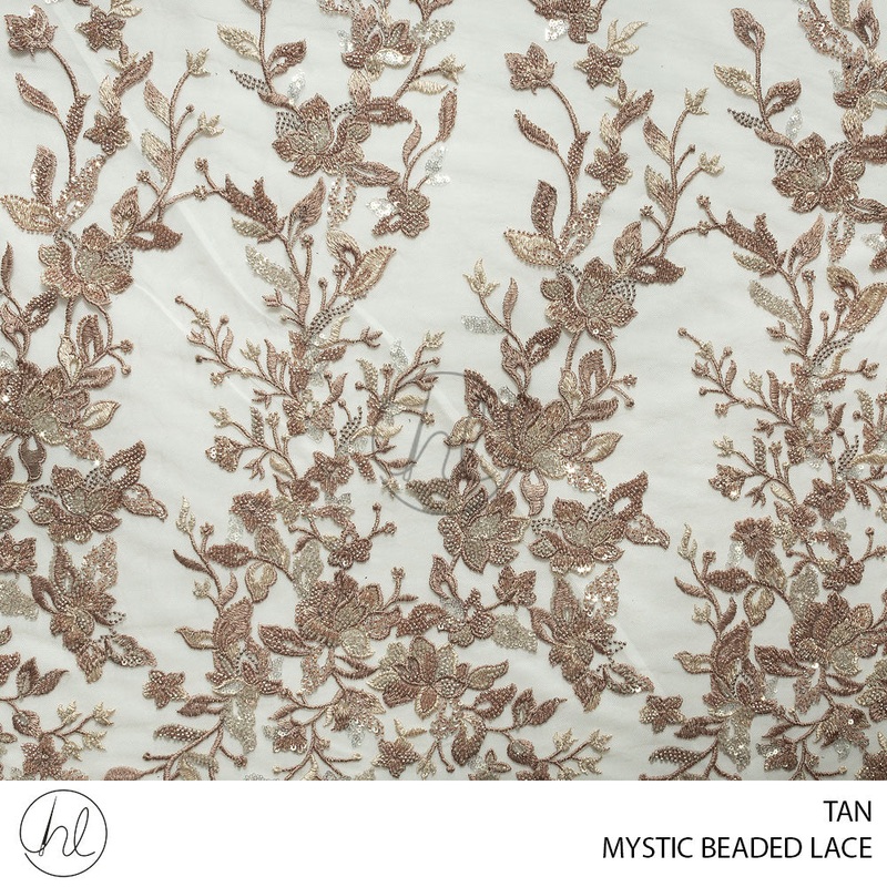 Mystic Beaded Lace 53 Tan  125cm Per M