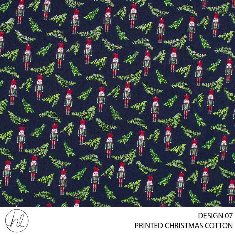 PRINTED CHRISTMAS COTTON DESIGN 164 51 NAVY 145CM PER M