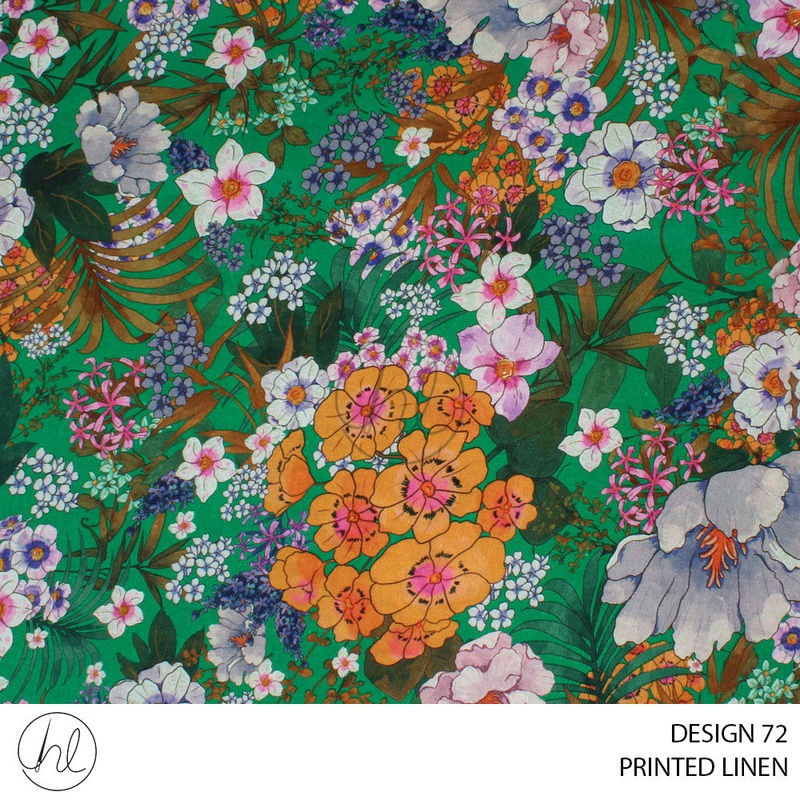 PRINTED LINEN HAVANA 51 EMERALD 150CM PER M