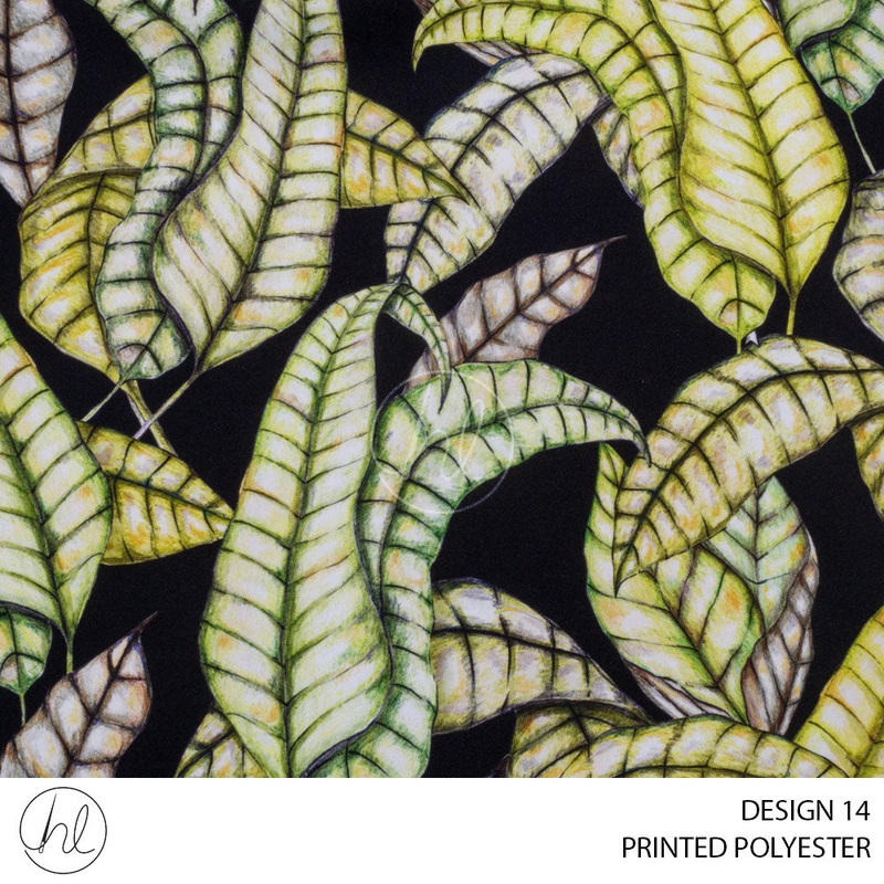 PRINTED POLYESTER MIORI PER M BLACK DESIGN 14 150CM WIDE