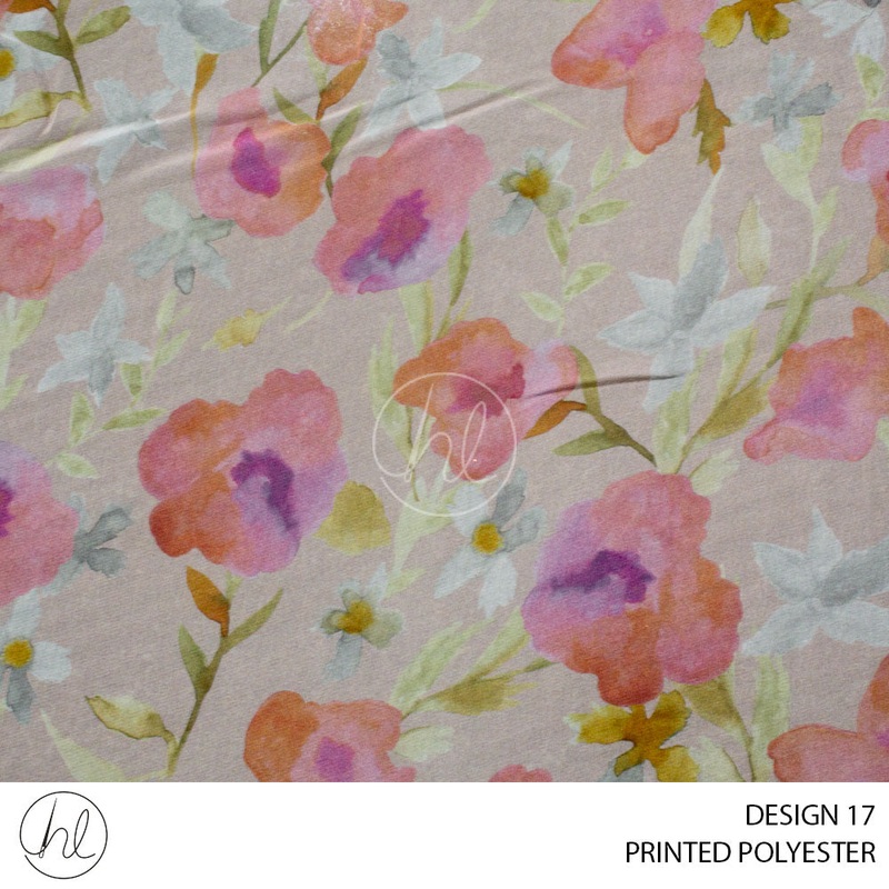 PRINTED POLYESTER SIROPE PER M MULTI DESIGN 17 150CM WIDE