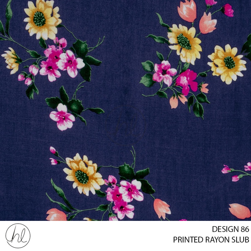 PRINTED RAYON SLUB 51 PER MNAVY DESIGN 86 150CM WIDE