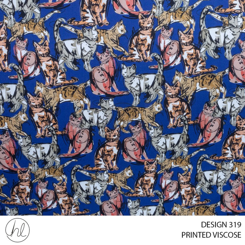 PRINTED VISCOSE CALIX PER M DESIGN 319 ROYAL 150CM WIDE