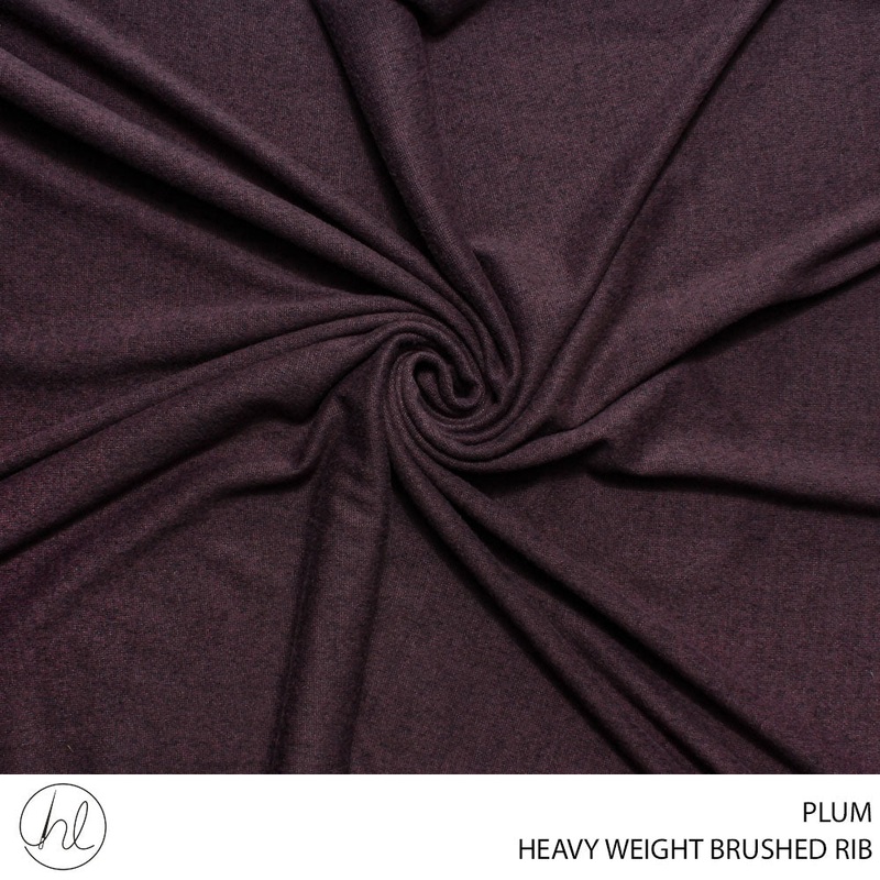 RIB BRUSHED HEAVY WEIGHT FABRIC 150CM PLUM ROLL ROLL 001