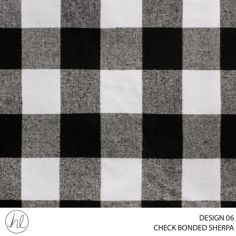 SHERPA BONDED CHECK FABRIC 150CM WHITE ROLL ROLL 001