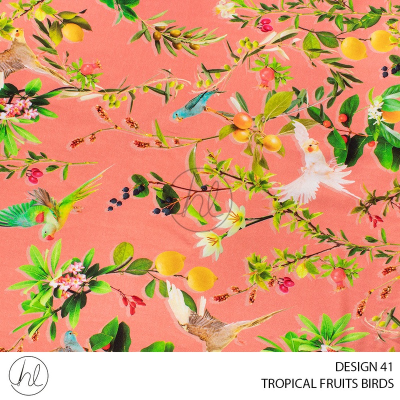 TROPICAL FRUITS BIRDS 1524 PEACH 150CM PER M