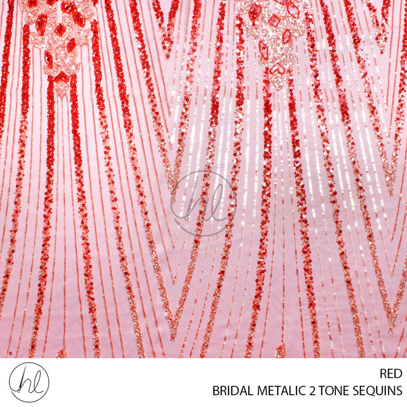 BRIDAL  METALLIC 2 TONE SEQUINS 781 RED 120CM PER M