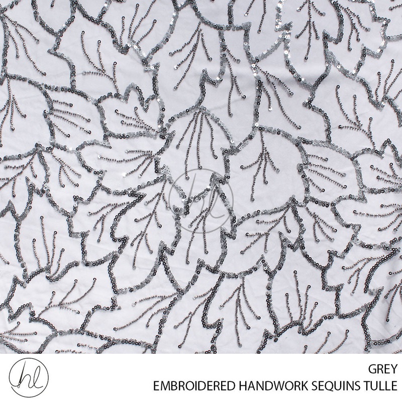 EMBROIDERED HANDWORK SEQUINS TULLE 55 GREY 140CM PER M