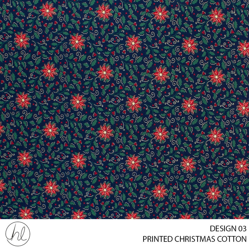 PRINTED CHRISTMAS COTTON DESIGN 167 51 NAVY 145CM PER M