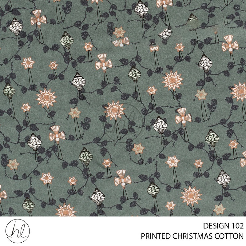 PRINTED CHRISTMAS COTTON DESIGN 77 51 GREY  145CM PER M