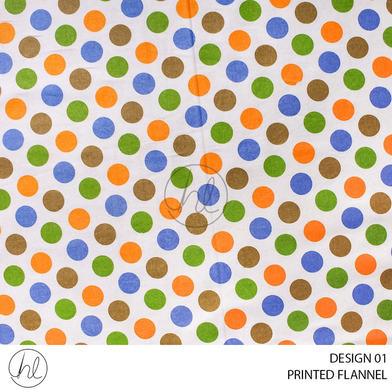 PRINTED FLANNEL 51 WHITE/ORANGE 110CM PER M
