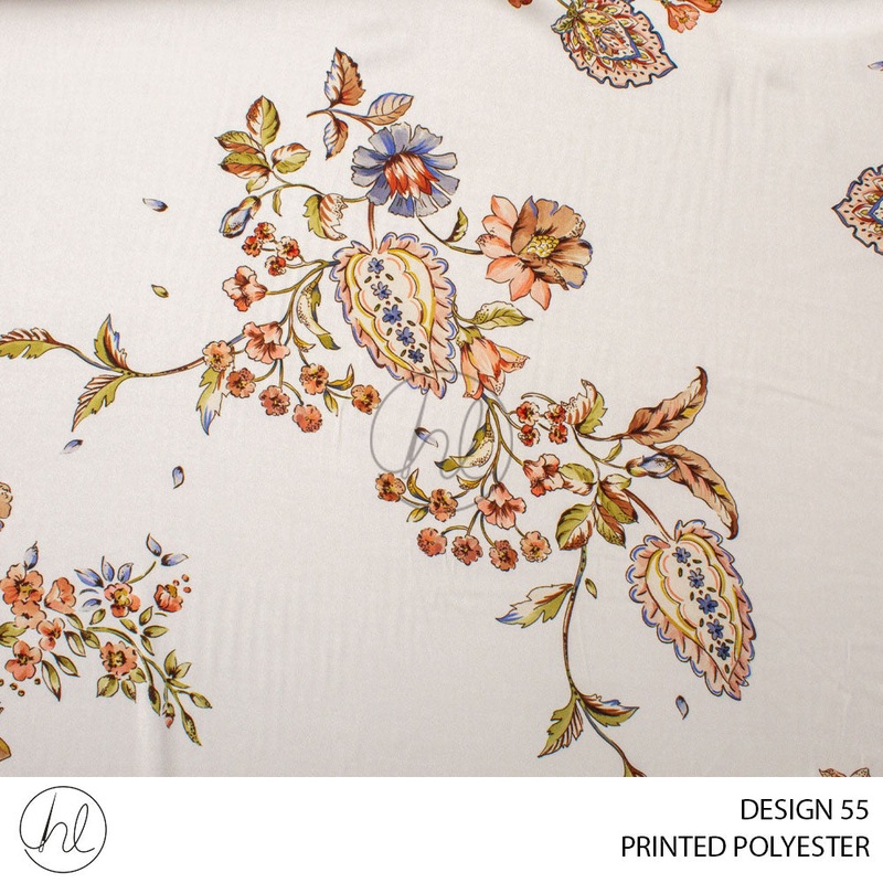 PRINTED POLYESTER DOMINO PER M CREAMDESIGN 55 150CM WIDE