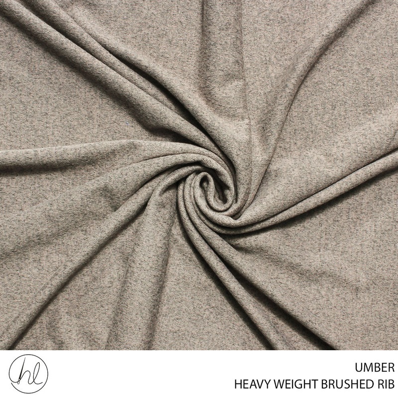 RIB BRUSHED HEAVY WEIGHT FABRIC 150CM UMBER ROLL ROLL 001
