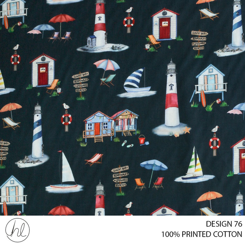 100% PRINTED COTTON 3408 NAVY 110CM PER M