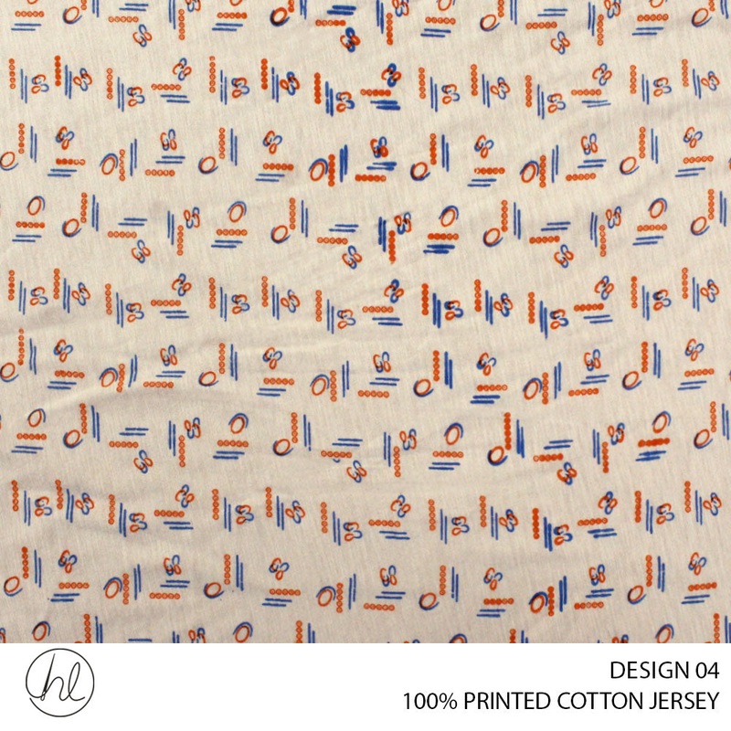 100% PRINTED COTTON JERSEY DESIGN 04 150CM WIDE PER M51