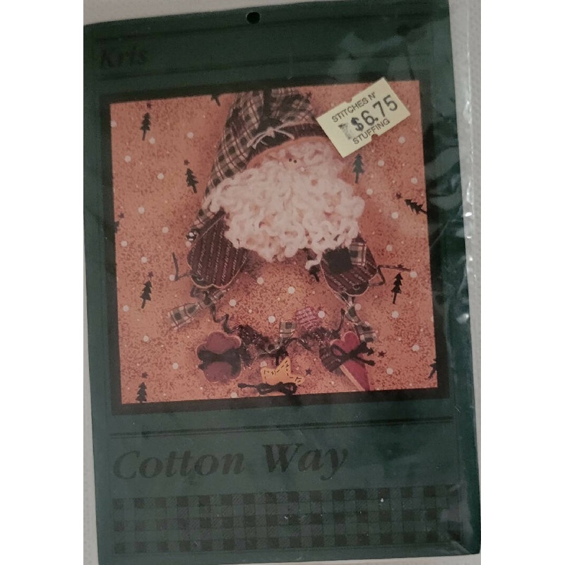 Cotton Way "Kris" pattern and wood pieces for Christmas ornament or pin
