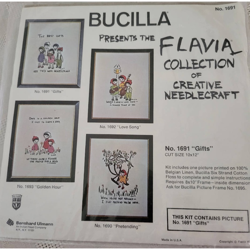Flavia No. 1691 "Gifts" stitchery picture