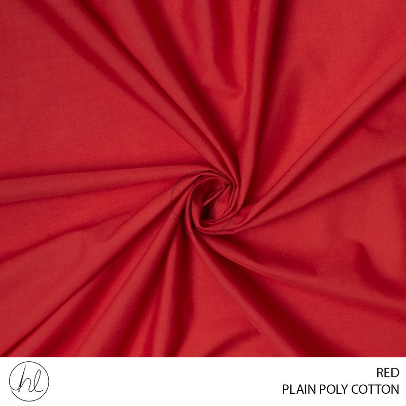 PLAIN POLY COTTON FABRIC 112CM RED