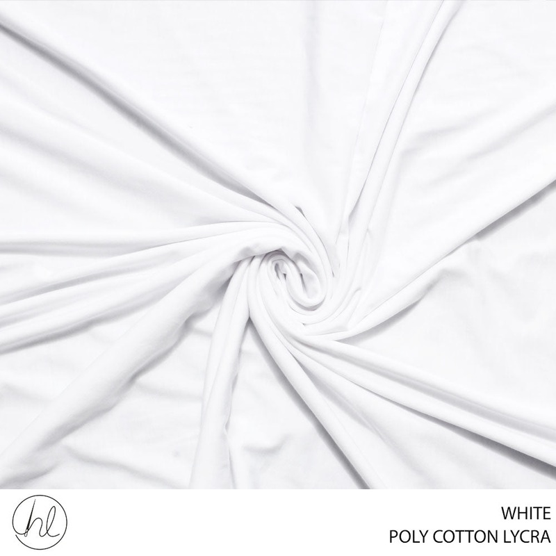 POLY COTTON LYCRA PLAIN FABRIC 150CM WHITE ROLL ROLL 001