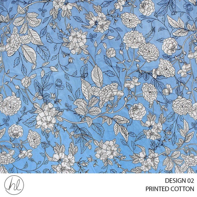 PRINTED COTTON LONGCARE 51 BLUE 150CM PER M