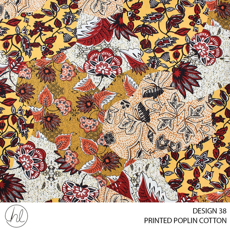 PRINTED COTTON POPLIN 51 MUSTARD 150CM PER M