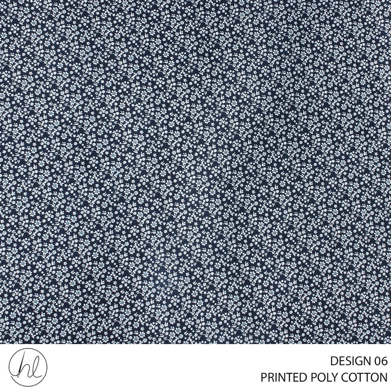 PRINTED POLY COTTON DES2 112CM NAVY ROLL ROLL 001