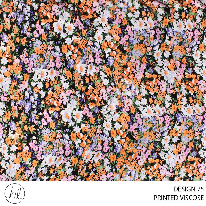 PRINTED VISCOSE 80 ORANGE 150CM PER M