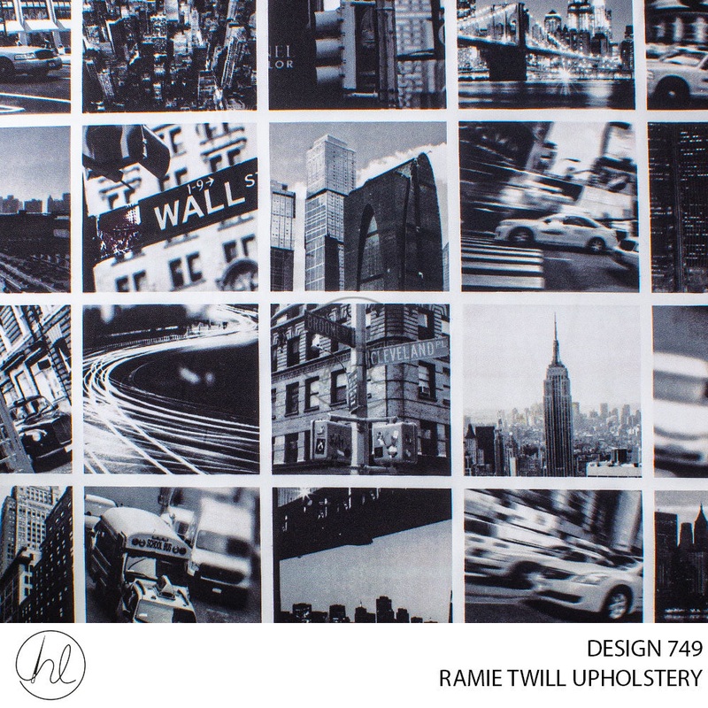 Ramie Twill Prt New York Black White