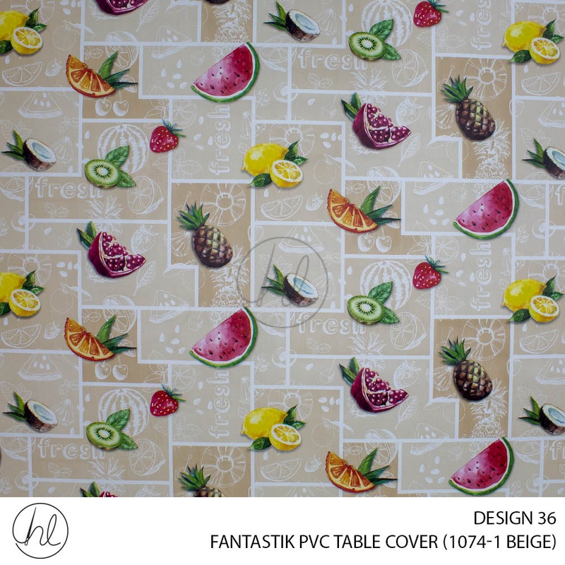 FANTASTIK PVC TABLE COVER DESIGN 36 140CM PER M BEIGE