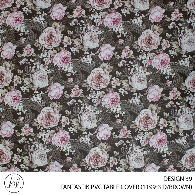 FANTASTIK PVC TABLE COVER DESIGN 39 140CM PER M DARK BROWN