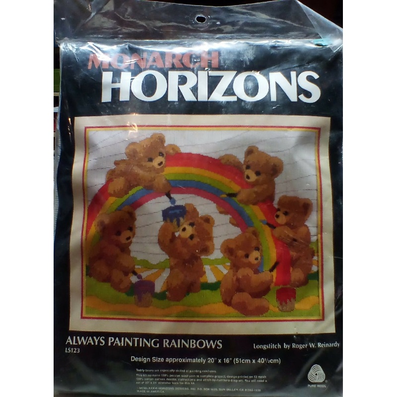 Monarch Horizons Long stitch Embroidery Kit LS123: Always Painting Rainbows. NIB
