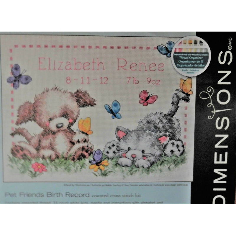 Pet Friends Birth Record USED Dimensions Chart #70-73883.