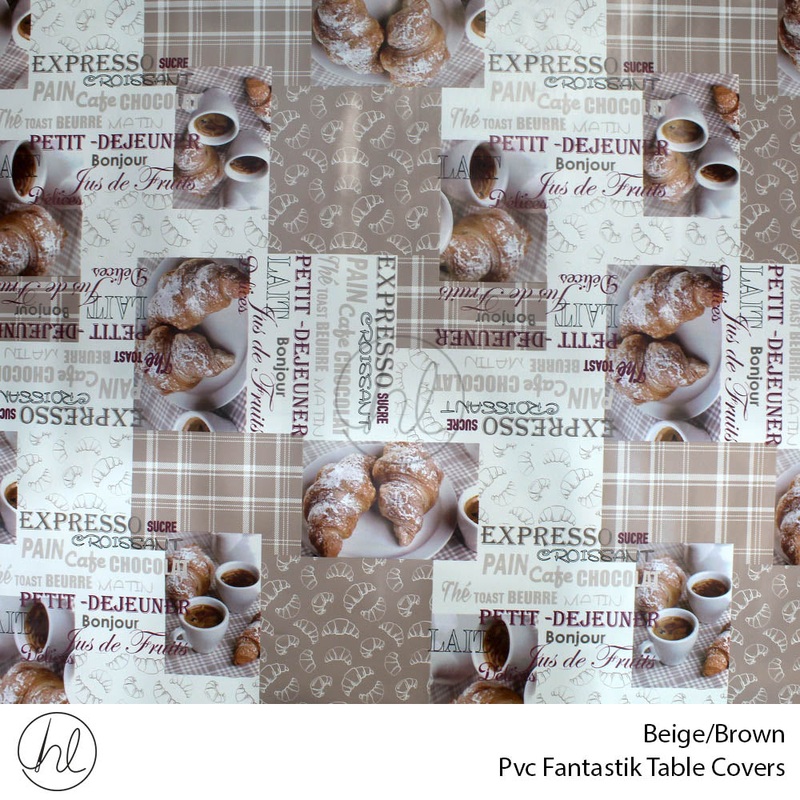 PVC FANTASTIK TABLE COVERS BEIGE/BROWN ROLL ROLL 001