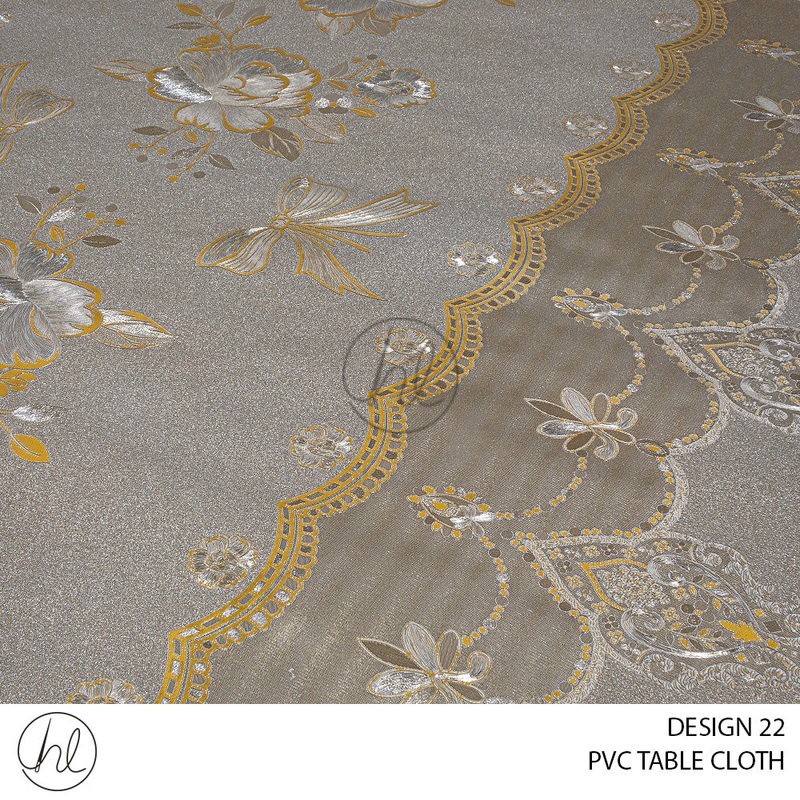 PVC TABLE CLOTH 4632 DESIGN 22 LIGHT GOLD 140CM WIDE PER M