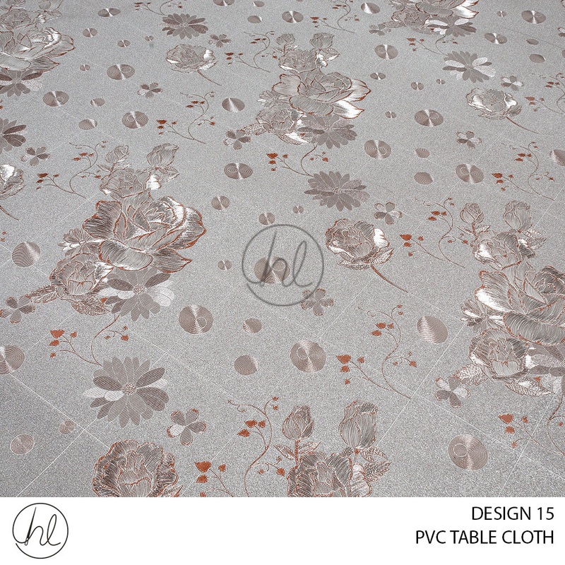 PVC TABLE CLOTH 4648 DESIGN 15 LIGHT GREY 140CM WIDE PER M
