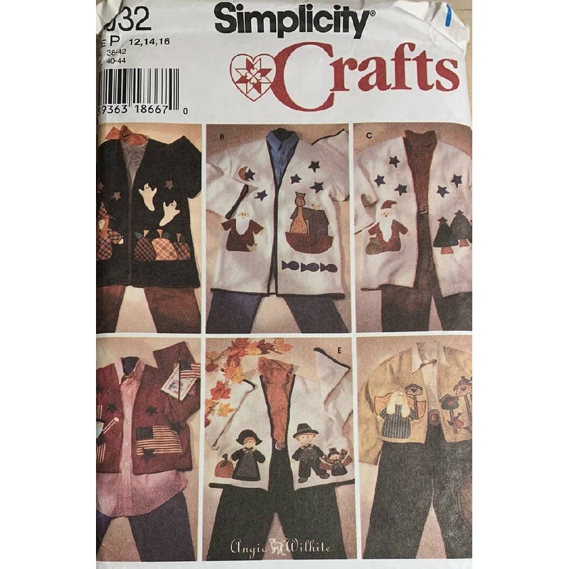 Simplicity Crafts Pattern 7032 Uncut Misses Holiday Applique Jackets Size 12-16