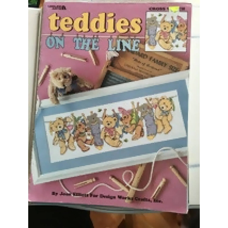 Teddies on the Line. Counted Cross Stitch Pattern